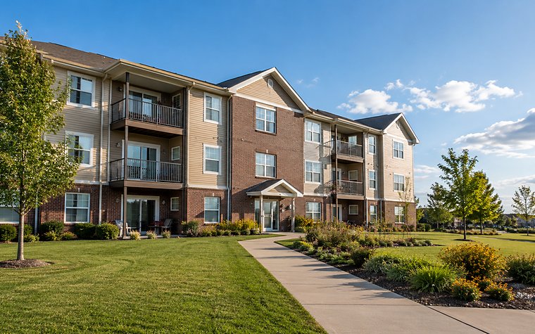 An apartment building with balconies